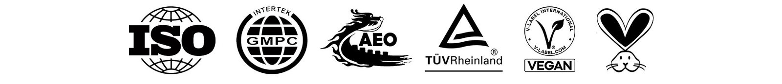 ISO GMPC AEO TÜV Vegan Cruelty-Free