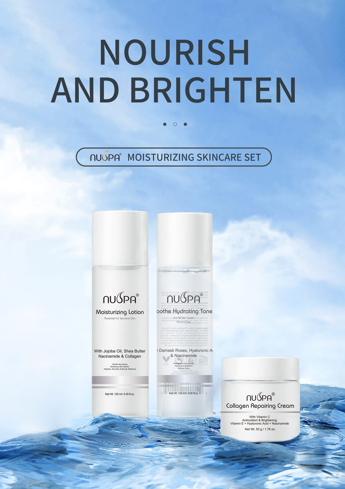 NUSPA Moisturizing Skincare Set (3pcs)