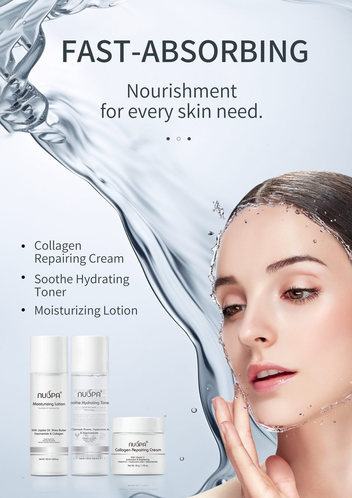 NUSPA Moisturizing Skincare Set (3pcs)